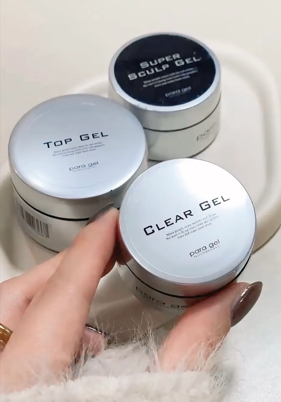 para gel の TOP GEL・SUPER SCULP GEL・CLEAR GEL（Guleum が使用するパラジェル）